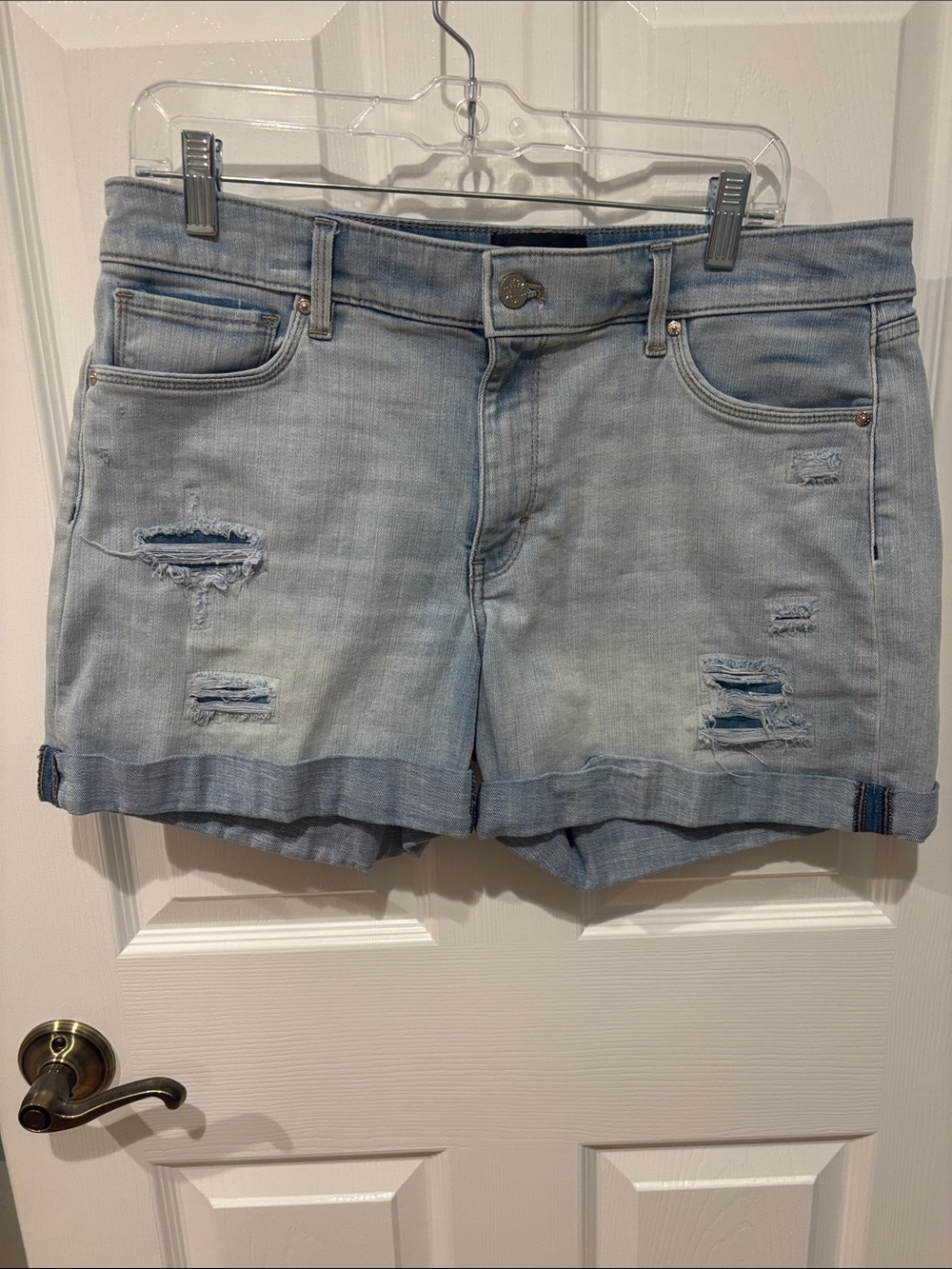 White House Black Market Light Blue Distressed Denim Shorts